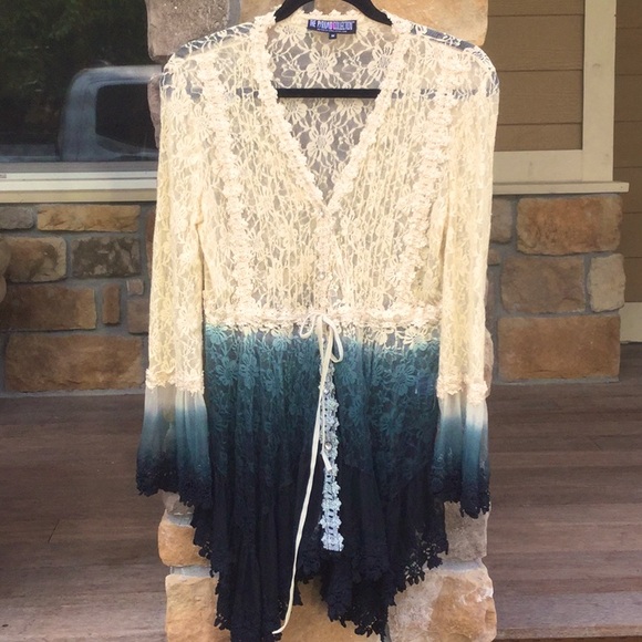 Pyramid Collection Tops - Pyramid collection lace cardigan ombré cowgirl NFR festival rodeo boho chic